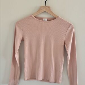 Zara Kids Pink Ribbed Long Sleeve Top